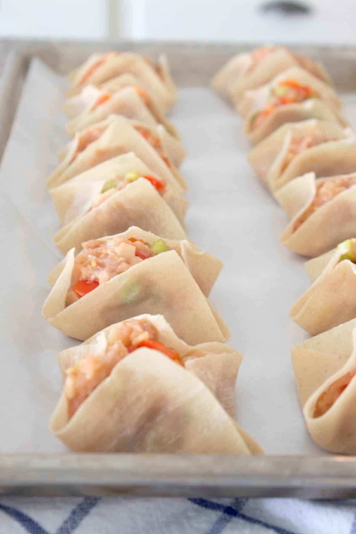 wontons before baking