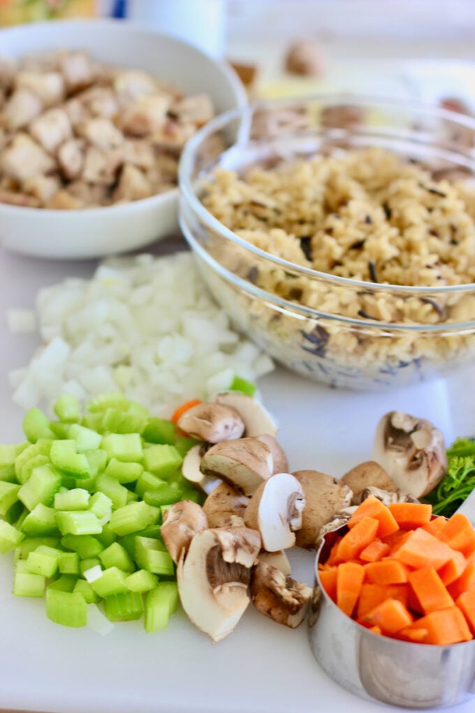 Ingredients to make Chicken and Wild Rice Cas