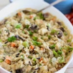 Chicken and Wild Rice Casserole hot from the oven