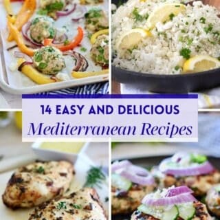 mediterranean Recipe roundup graphic with 4 photos and text
