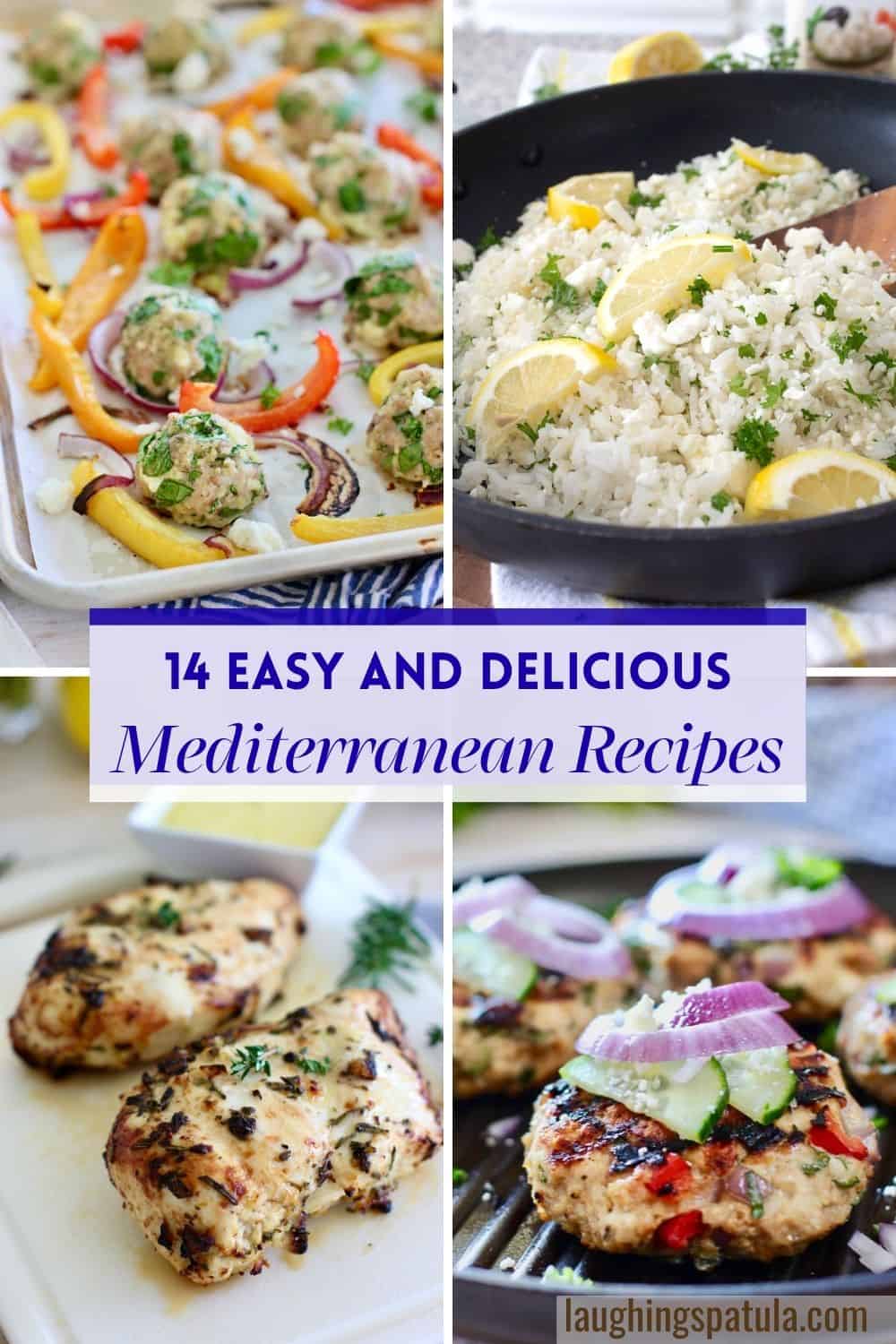 mediterranean Recipe roundup graphic with 4 photos and text