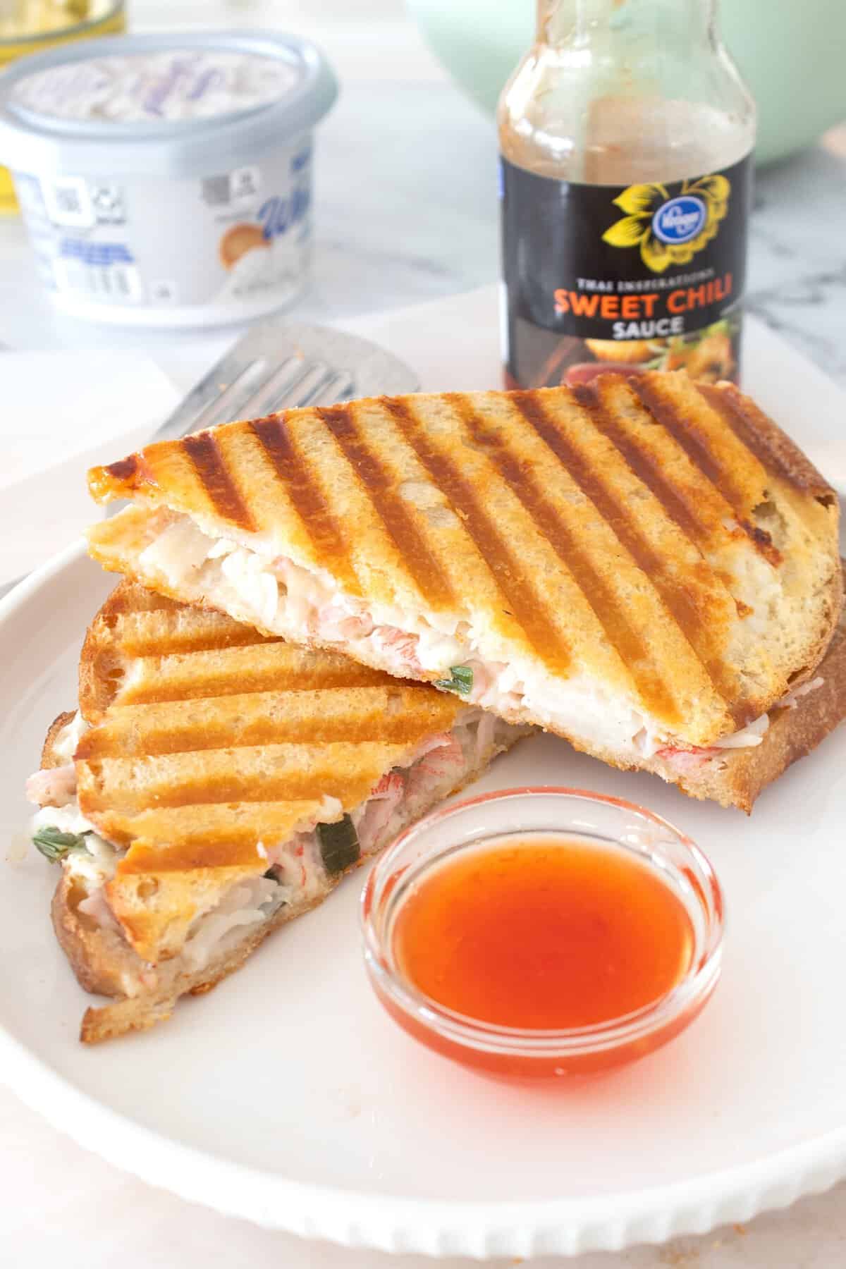 crab rangoon grilled cheese with sweet chili